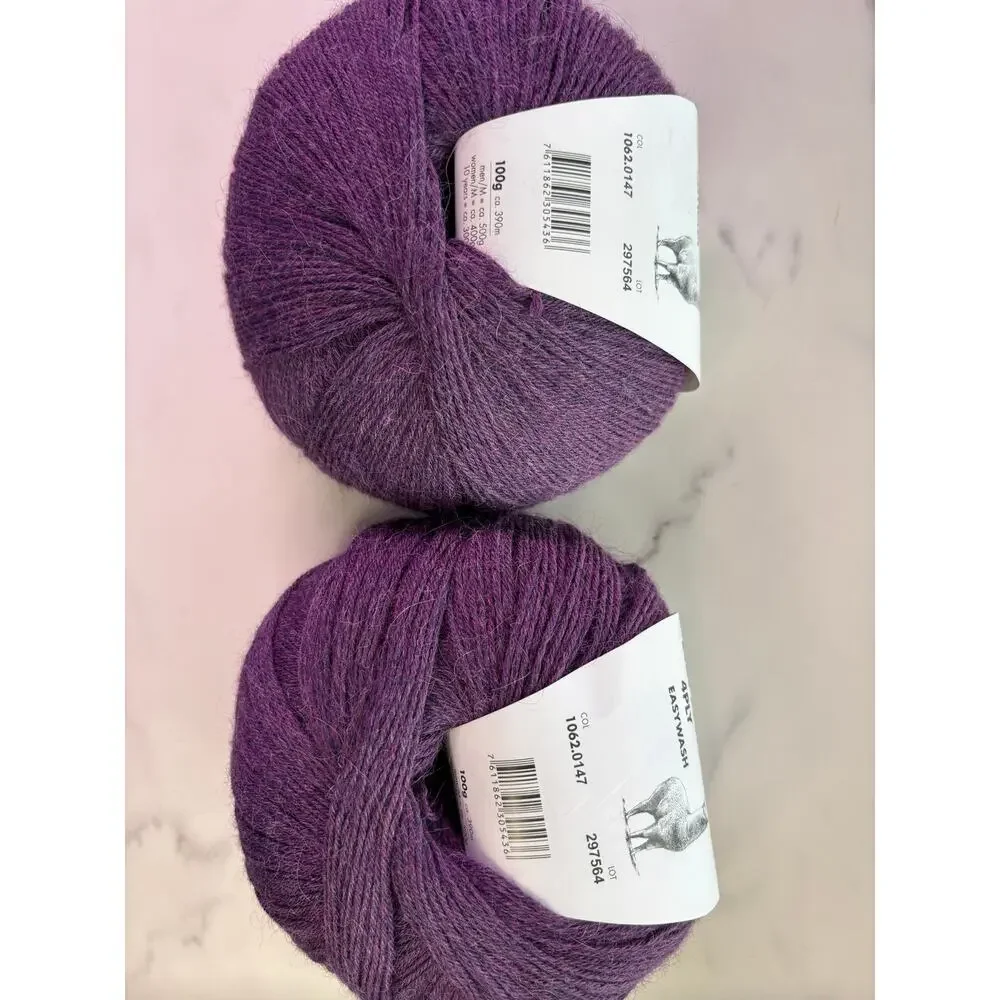 Lang Yarns Alpaca Soxx 4-Ply Fingering Yarn Purple 1062.0147 Lot 297564 Set of 2